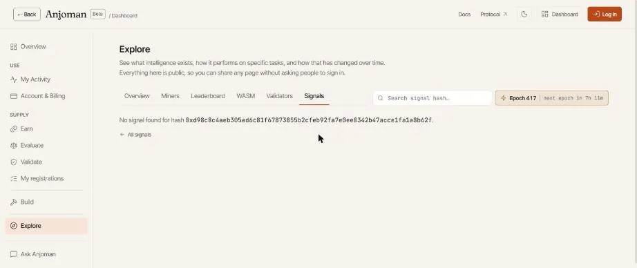 The beta: “view signal” links to the wrong hash